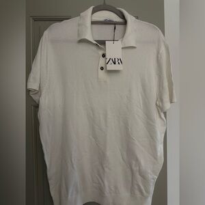 Zara Men's Cream Polo Shirt